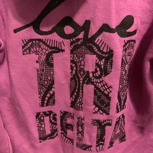 Love Tri Delta fuchsia zip up sweatshirt